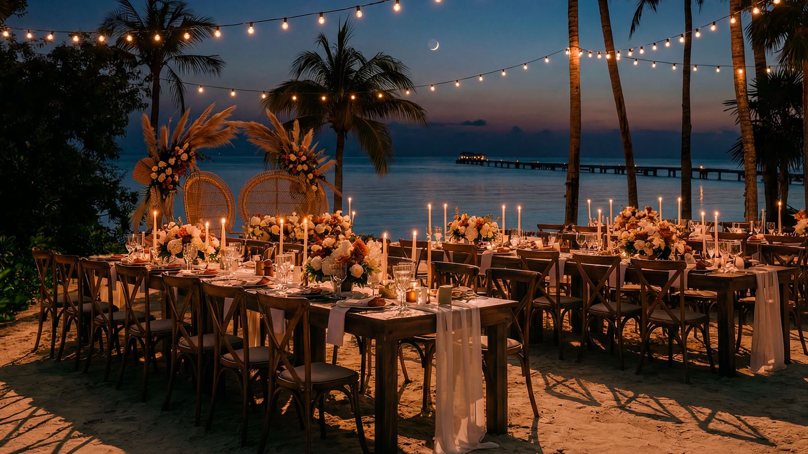 Night celebration under the palms
