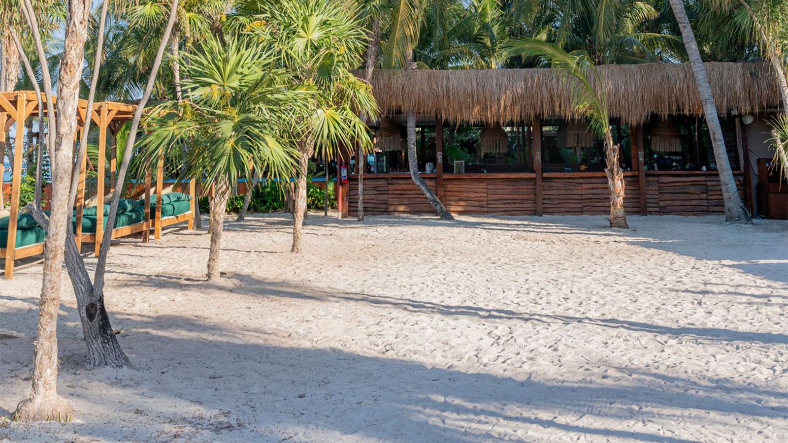 Beachfront aisle decorated for a ceremony